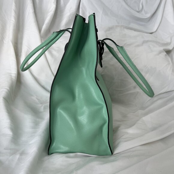 [RARE] Coccinelle Celeste Saffiano Leather Tote in Acquamarina - Picture 6 of 11